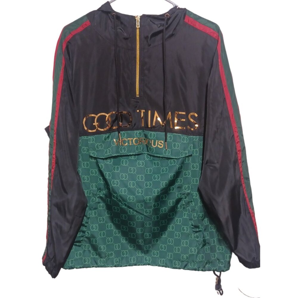 Victorious "GOOD TIMES"  Windbreaker Hooded Jacket w/ Front Pocket Men's Size S